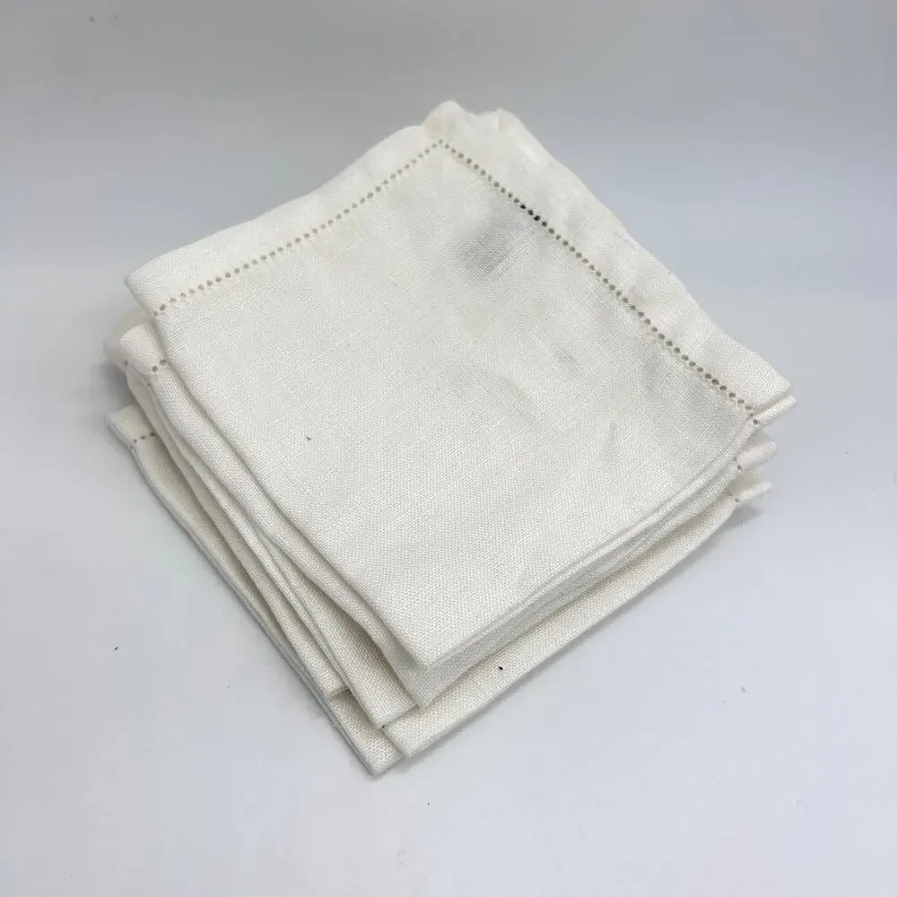 Vintage Irish Linen Cocktail Napkins Nordstrom White Square Set of 6 NWT NOS